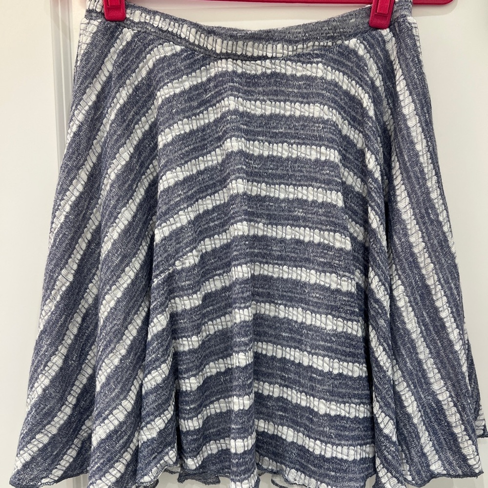 Mystree Blue and White Striped Skater Skirt (L) — BoHo and Cute!